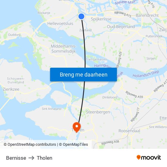 Bernisse to Tholen map
