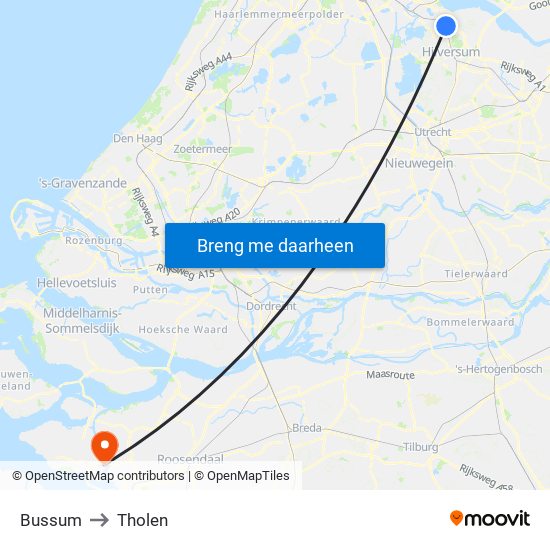 Bussum to Tholen map