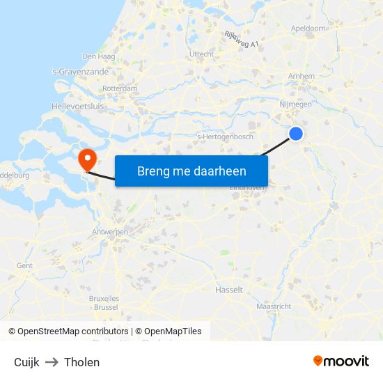 Cuijk to Tholen map