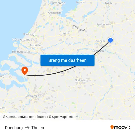 Doesburg to Tholen map