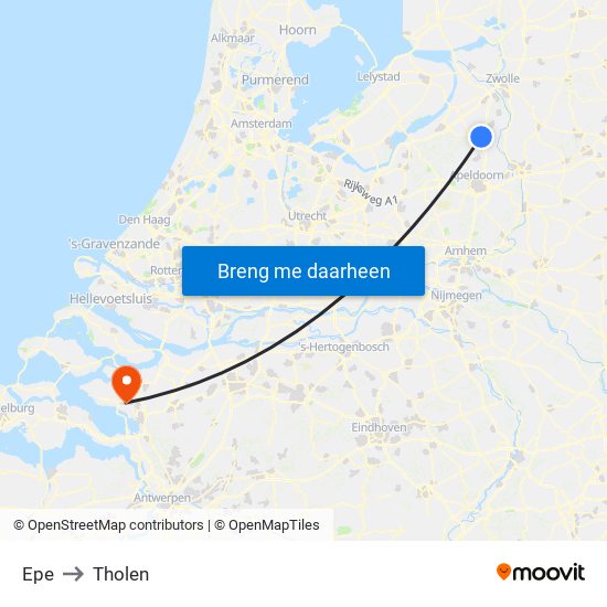 Epe to Tholen map