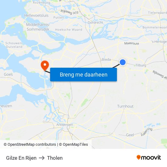 Gilze En Rijen to Tholen map