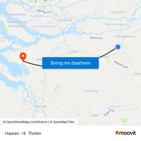 Haaren to Tholen map