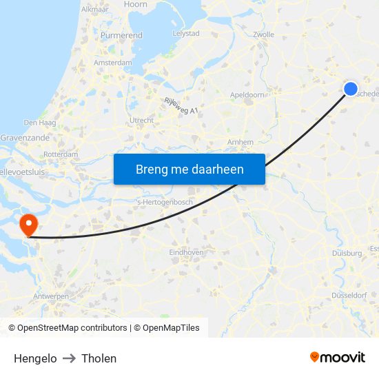 Hengelo to Tholen map