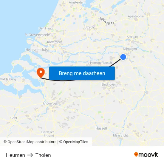 Heumen to Tholen map