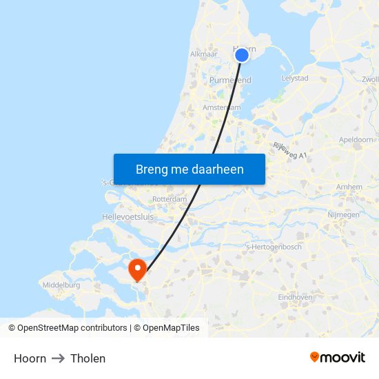 Hoorn to Tholen map