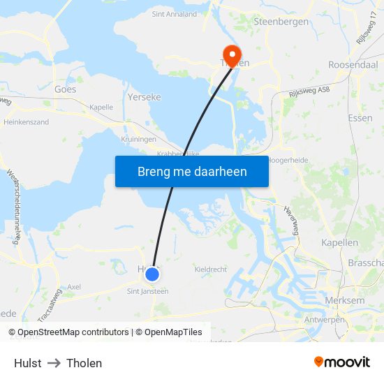Hulst to Tholen map