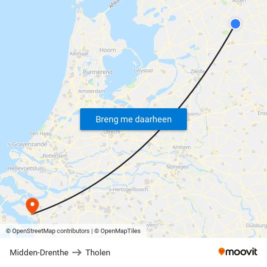 Midden-Drenthe to Tholen map