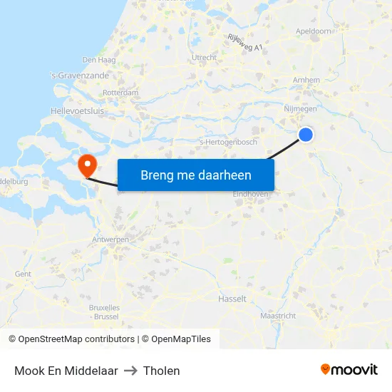 Mook En Middelaar to Tholen map