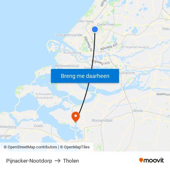 Pijnacker-Nootdorp to Tholen map
