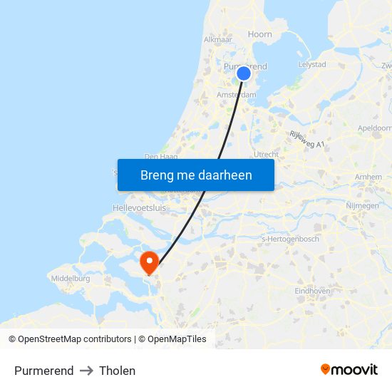 Purmerend to Tholen map