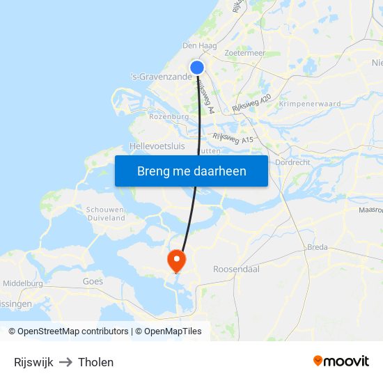 Rijswijk to Tholen map