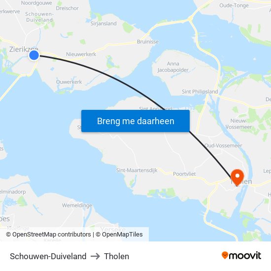 Schouwen-Duiveland to Tholen map