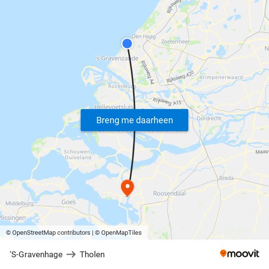 'S-Gravenhage to Tholen map