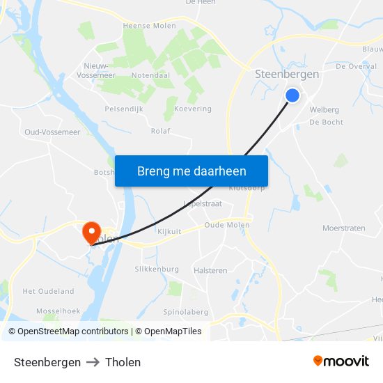 Steenbergen to Tholen map