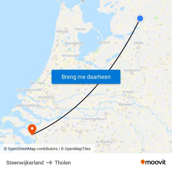 Steenwijkerland to Tholen map