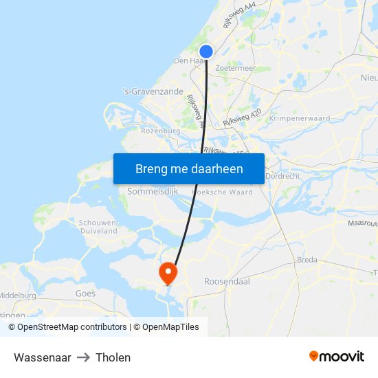 Wassenaar to Tholen map