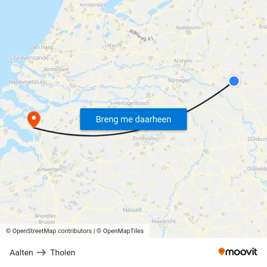 Aalten to Tholen map