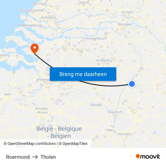 Roermond to Tholen map