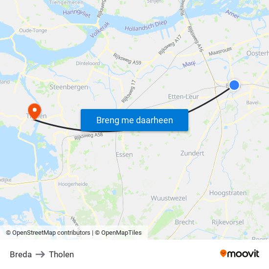 Breda to Tholen map