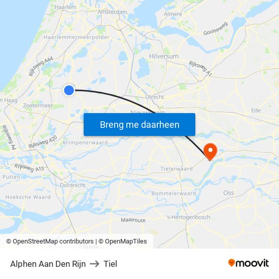 Alphen Aan Den Rijn to Tiel map