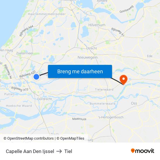 Capelle Aan Den Ijssel to Tiel map