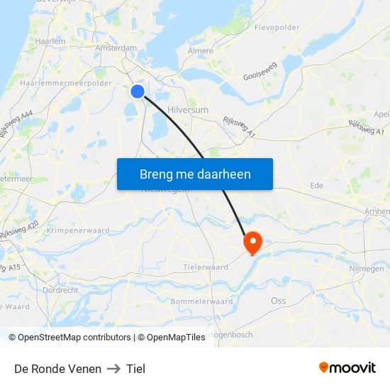 De Ronde Venen to Tiel map