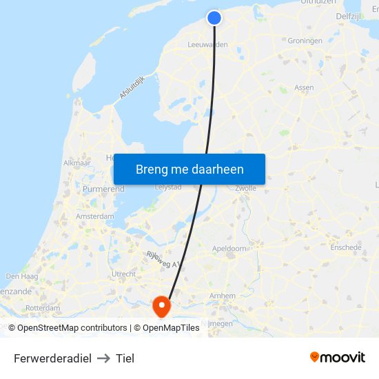 Ferwerderadiel to Tiel map