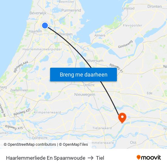 Haarlemmerliede En Spaarnwoude to Tiel map