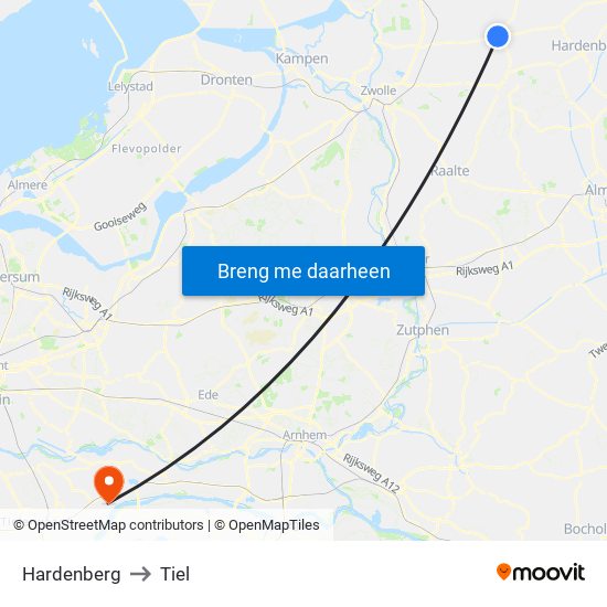 Hardenberg to Tiel map