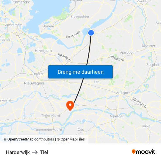 Harderwijk to Tiel map