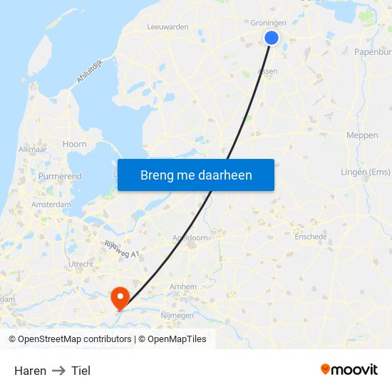 Haren to Tiel map