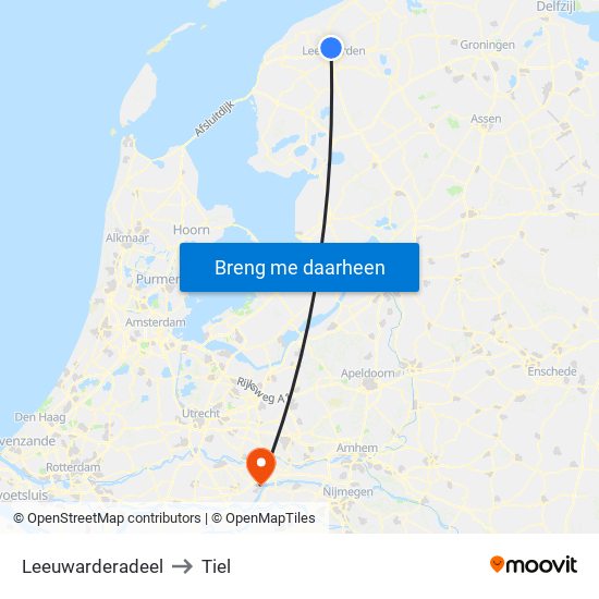 Leeuwarderadeel to Tiel map