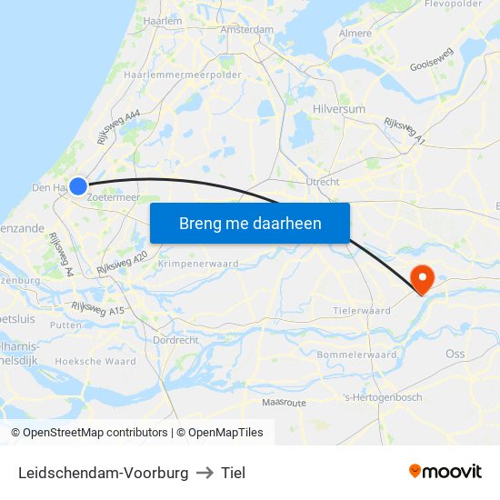 Leidschendam-Voorburg to Tiel map