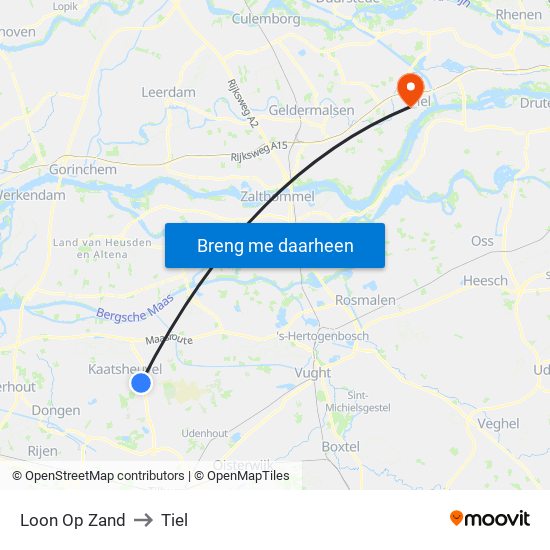 Loon Op Zand to Tiel map