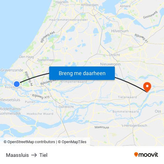 Maassluis to Tiel map