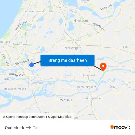 Ouderkerk to Tiel map