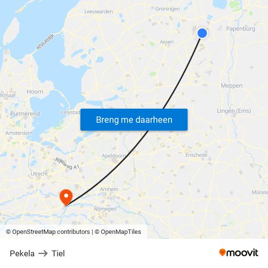 Pekela to Tiel map