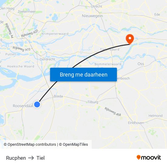 Rucphen to Tiel map