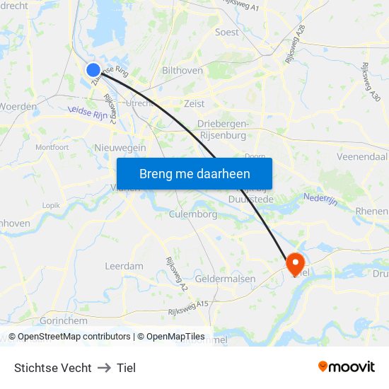 Stichtse Vecht to Tiel map