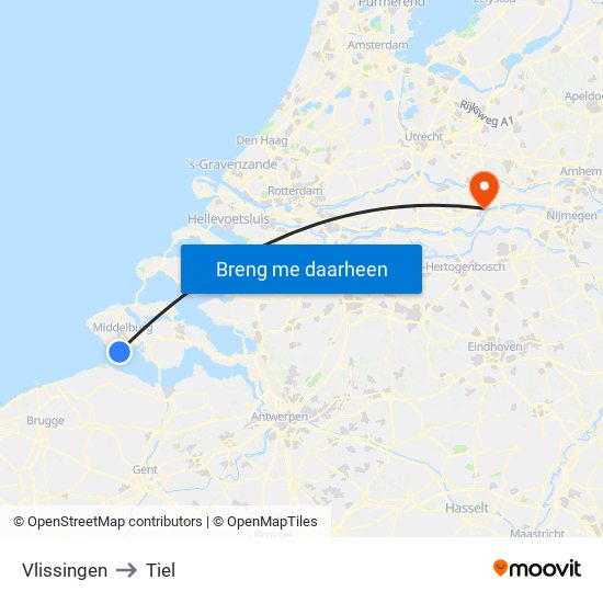 Vlissingen to Tiel map