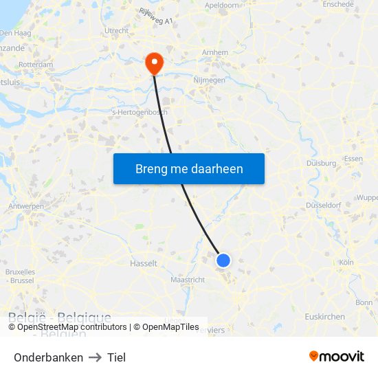 Onderbanken to Tiel map