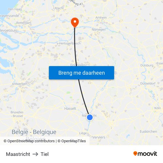 Maastricht to Tiel map