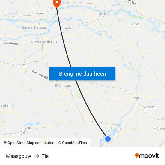 Maasgouw to Tiel map