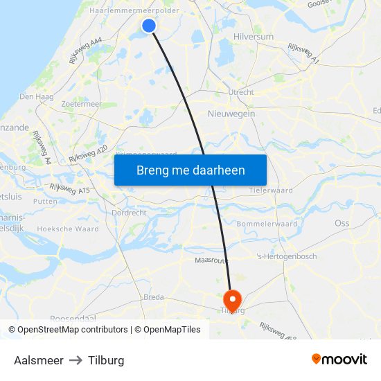 Aalsmeer to Tilburg map