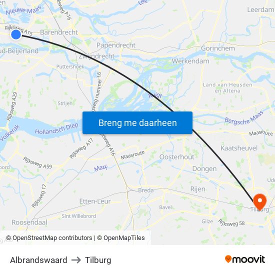 Albrandswaard to Tilburg map