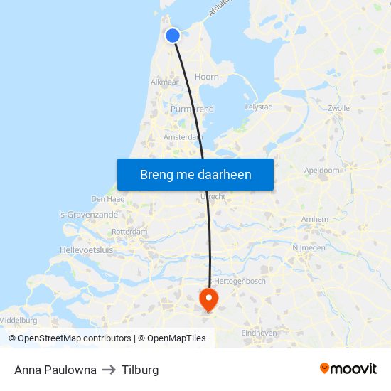 Anna Paulowna to Tilburg map