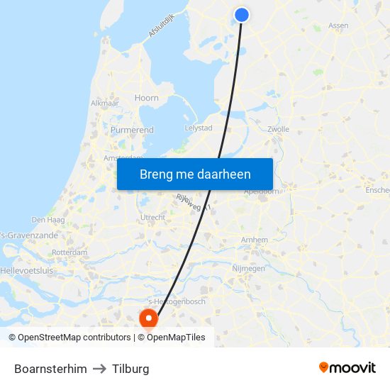 Boarnsterhim to Tilburg map