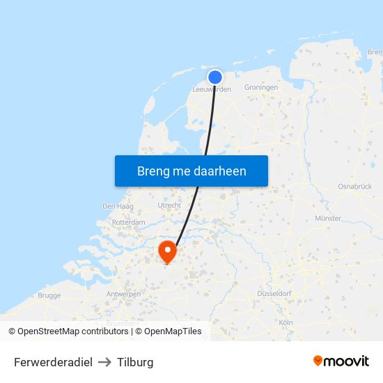 Ferwerderadiel to Tilburg map