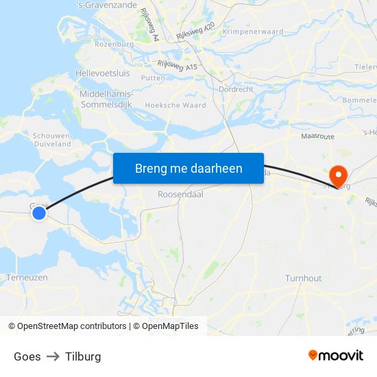 Goes to Tilburg map